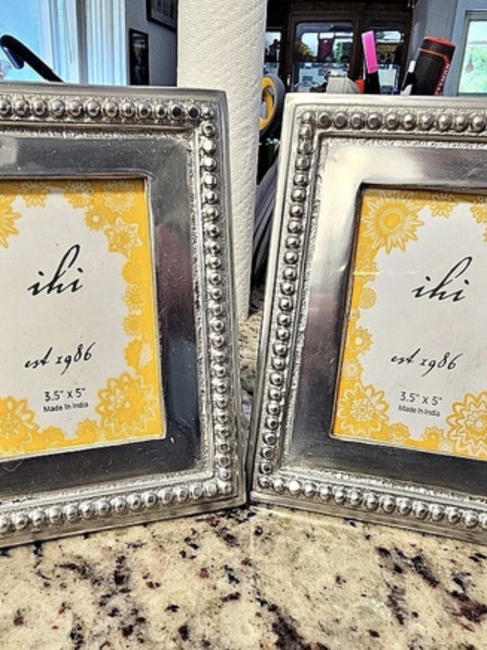 IHI (India Handicrafts Inc.).) Silver Floral Picture Frames Set of 2